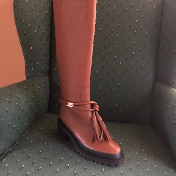 NWT ULLA JOHNSON CORNWALL LUG SOLE BOOTS IN COGNAC, EU SIZE 38.5 - Picture 2 of 11